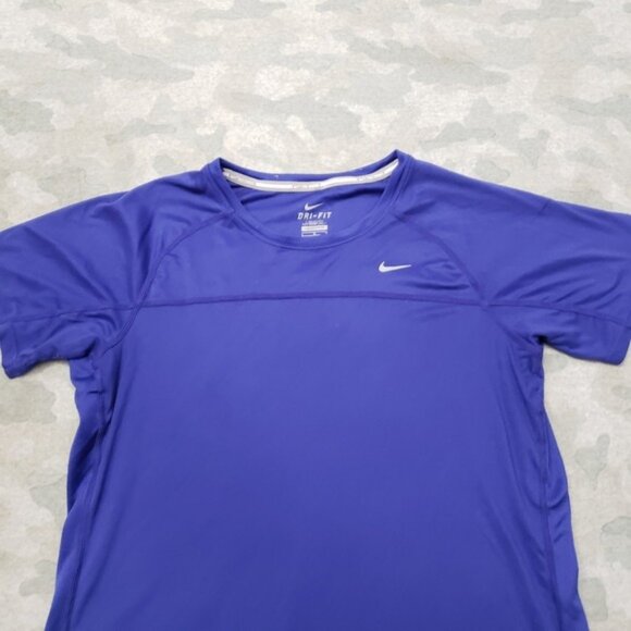 Nike Running Top Womens Large Blue Dri-Fit Short Sleeve - Picture 3 of 5